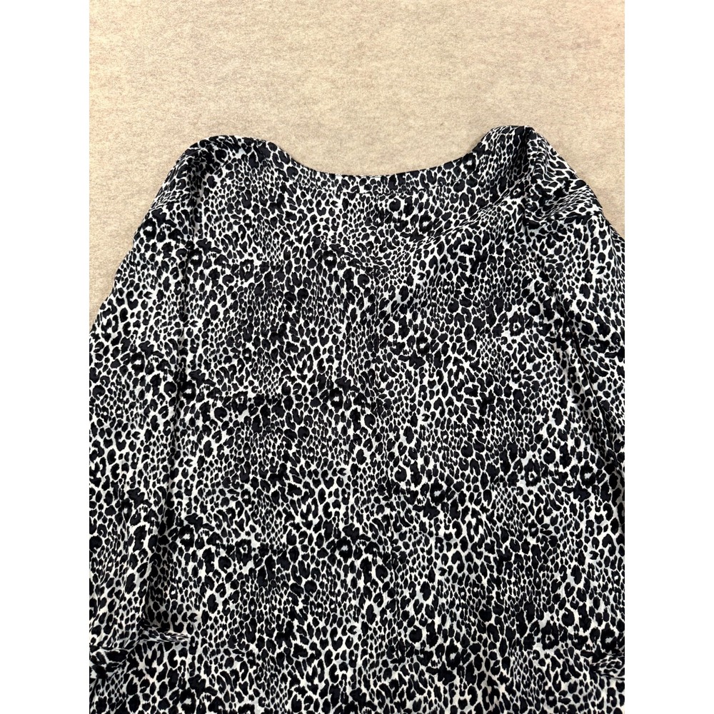 Catherines Blouse Shirt Womens 5X Black White Animal Print Casual Button Front - Picture 8 of 14